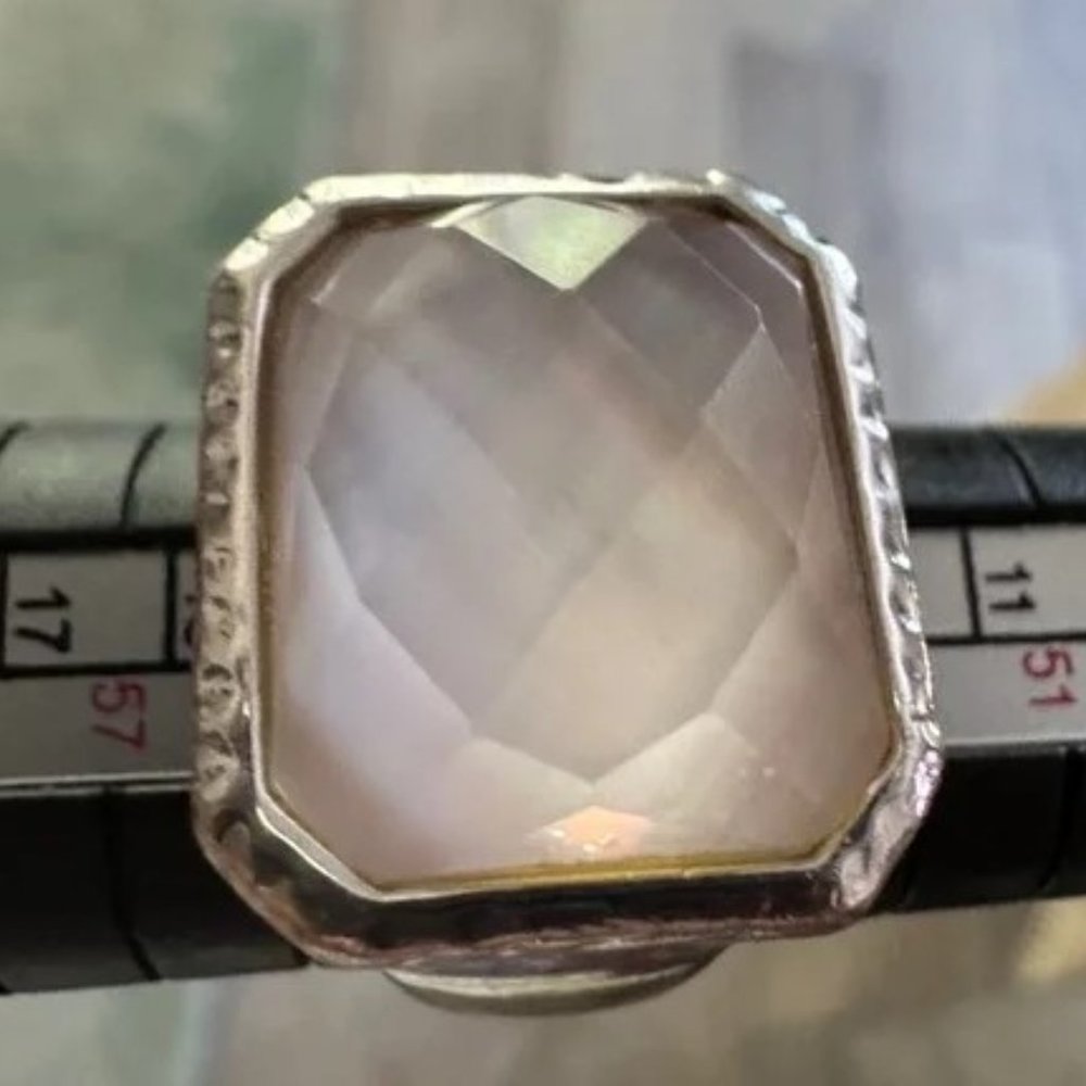 Large 925 Elle Sterling Moonstone Ring Hallmarked